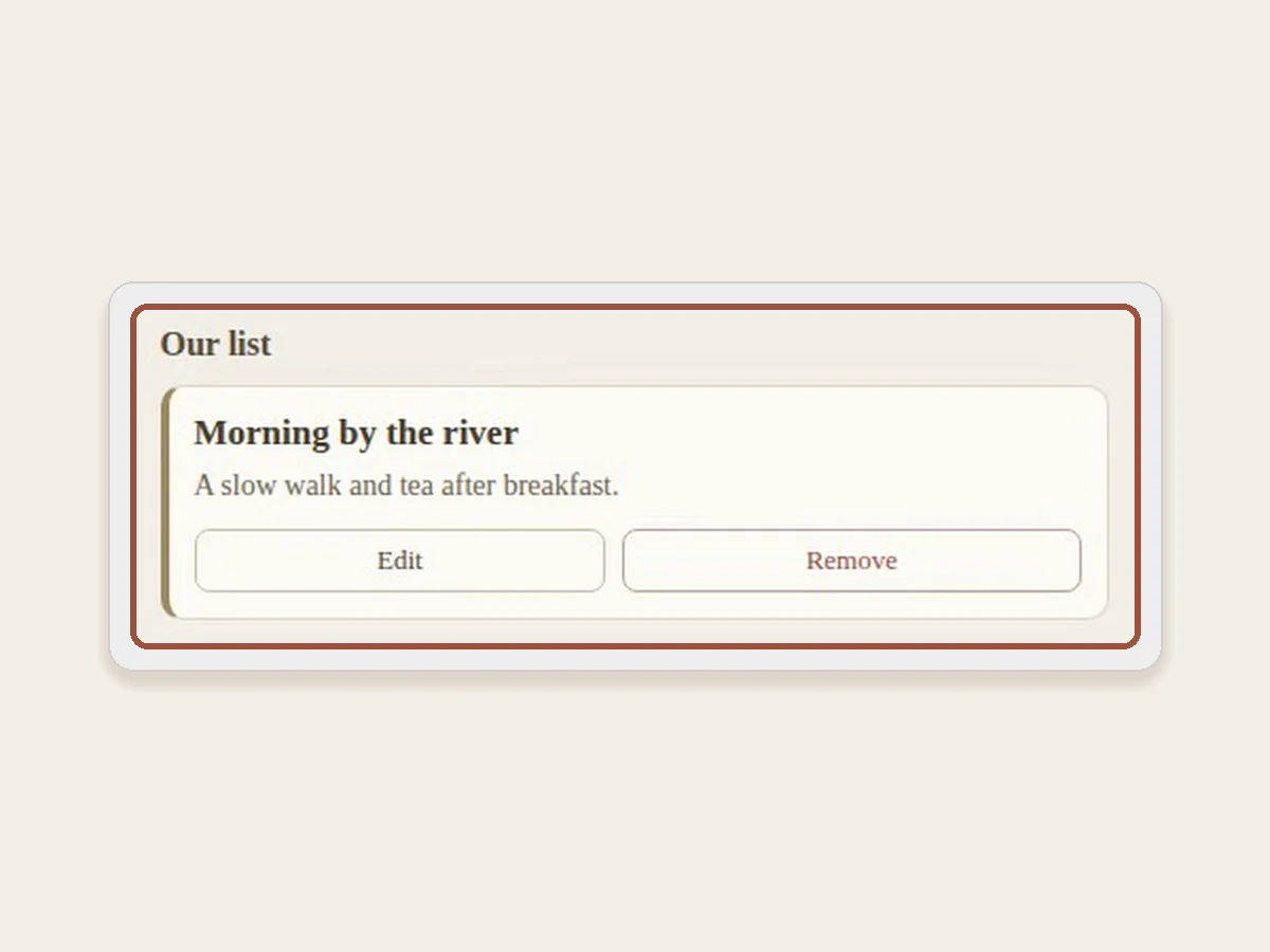 The first place saved in your notebook